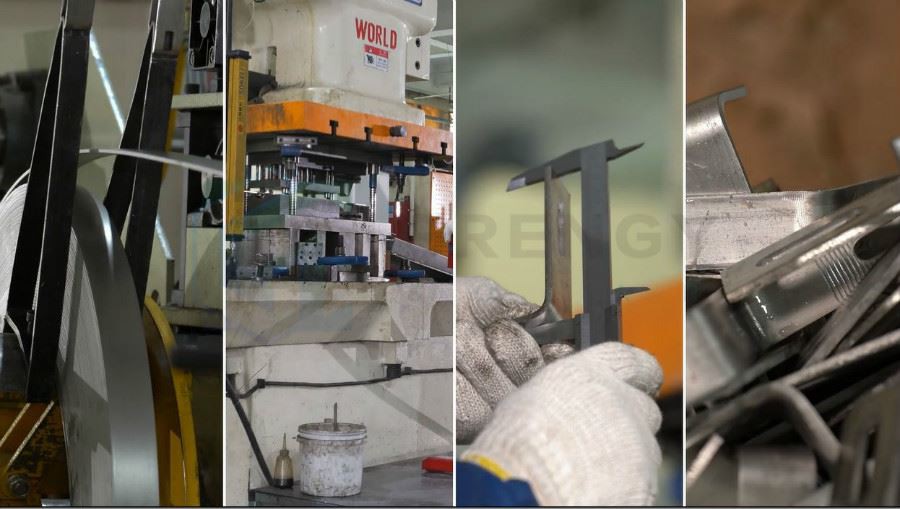 Production line of adjustable triangle mounting system